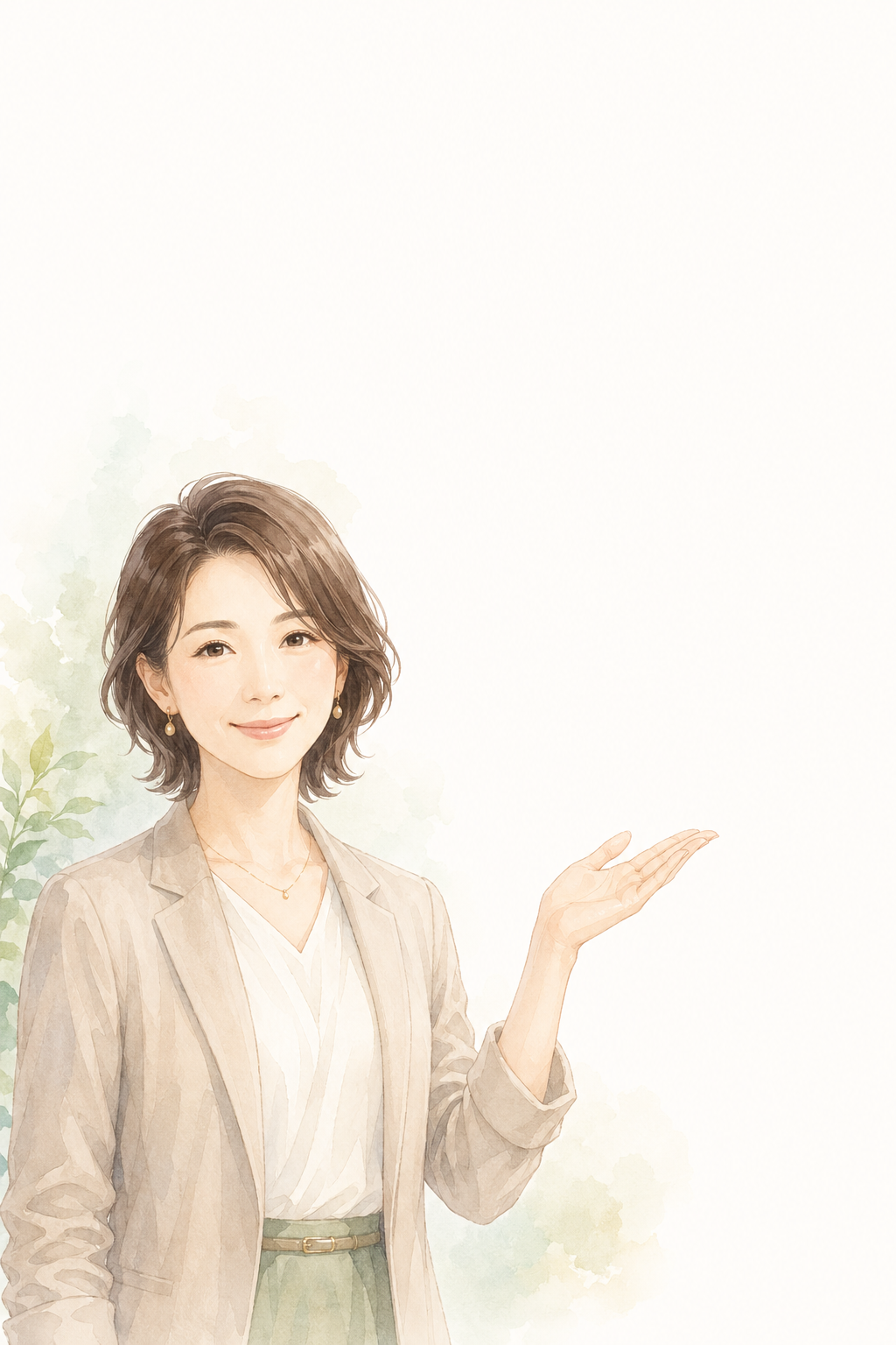 終活 良子の上半身イラスト。説明や吹き出し導線向け